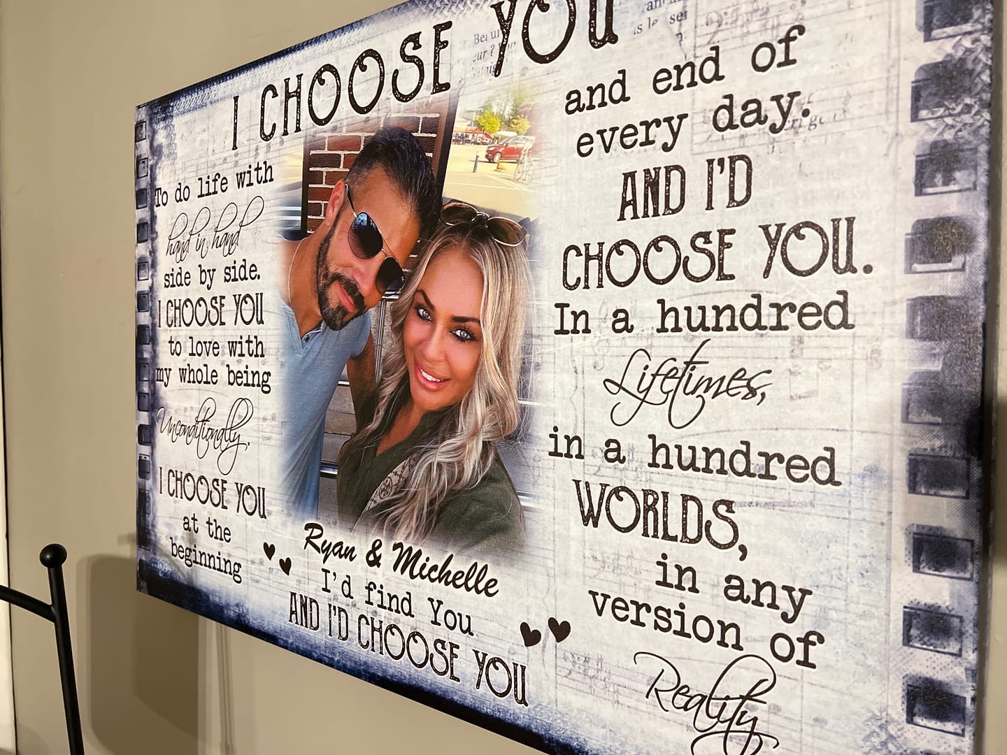 Customer photo review of Couple Personalized Canvas Prints - Custom Photo & Text - 5 Sizes - Anniversary Gift, Love Gifts, Couple Gifts for Her, I Choose You - Dem Canvas