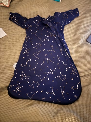 Customer photo review of All Season Long Sleeve Sleep Sack 1.0 TOG - Organic Cotton & Camel Wool - Constellation