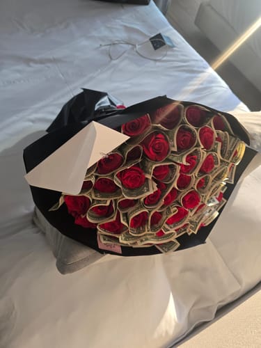 Customer photo review of Money Rose Bouquet - Red