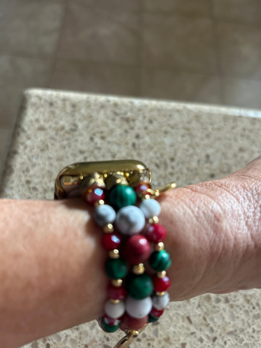 Customer photo review of Christmas Charm Stretch Apple Watch Strap