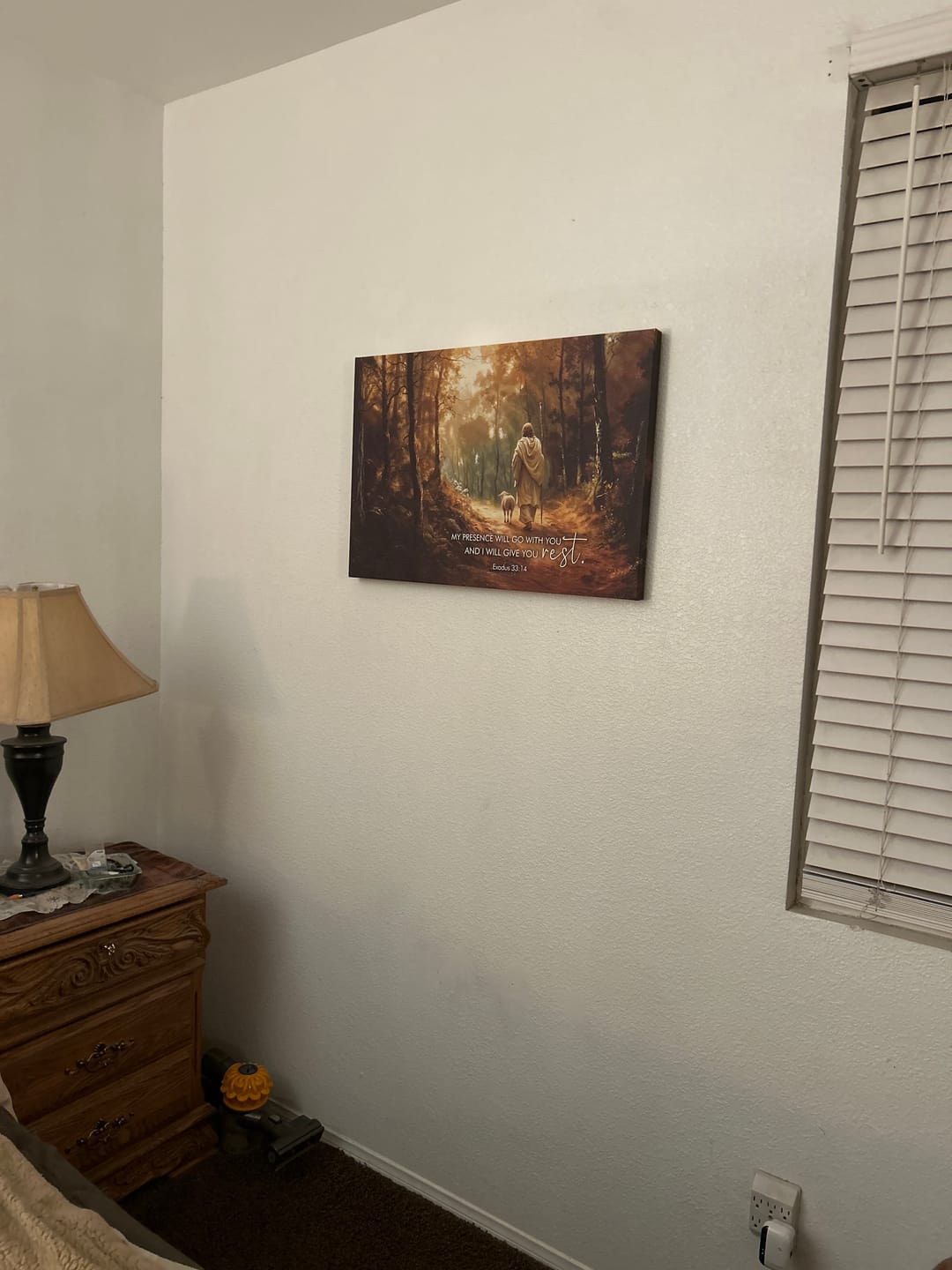 Customer photo review of Exodus 33:14 My Presence Will Go With You Wall Art Canvas