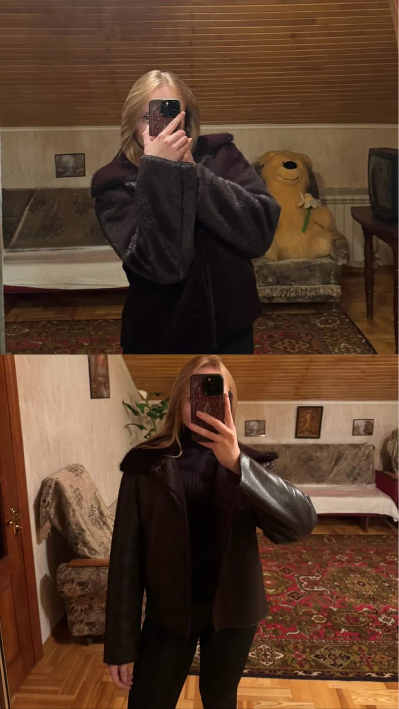 Customer photo review of Naomi Reversible Faux fur Leather Jacket