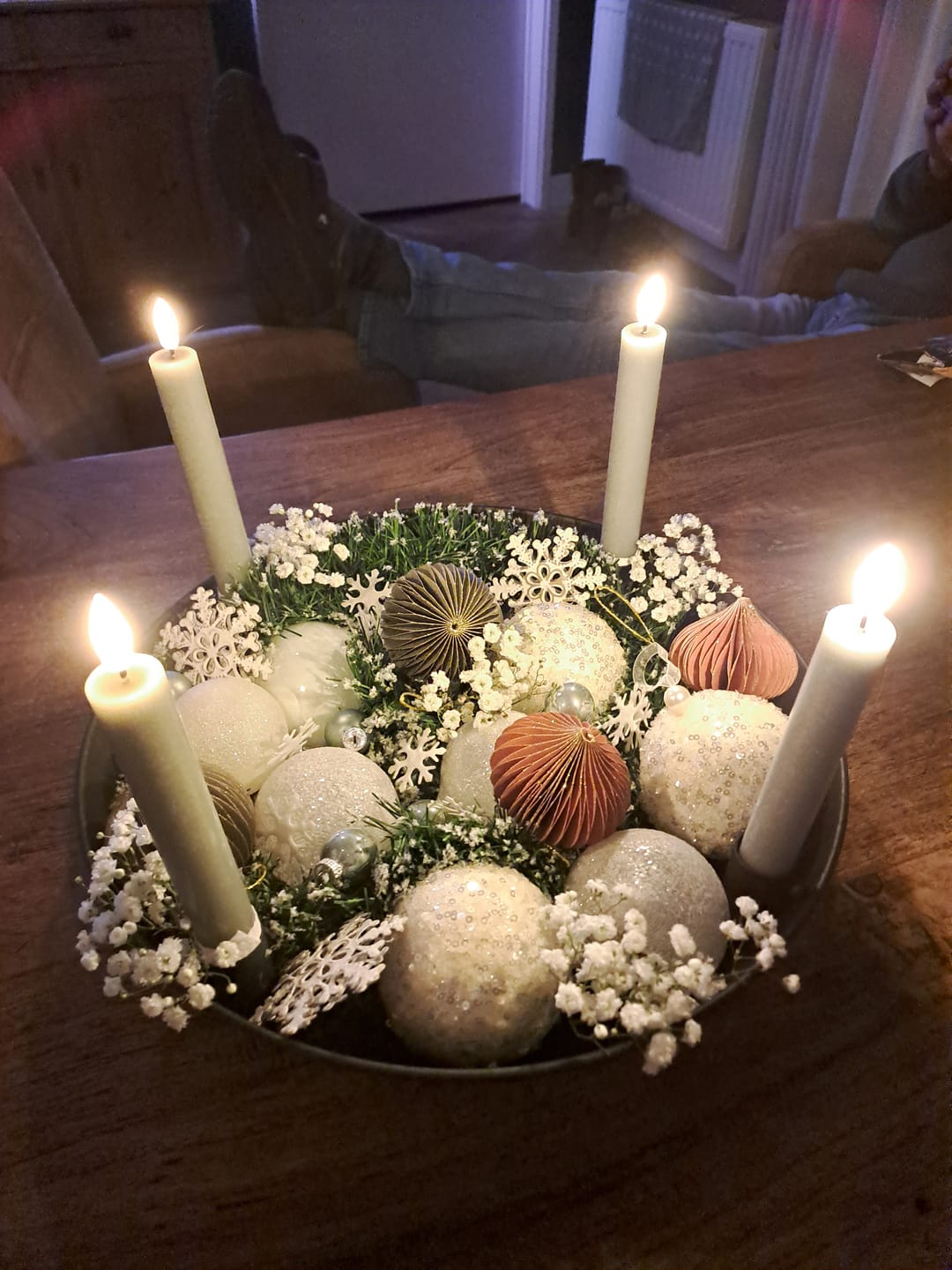 Customer photo review of LED Kronelys 2 stk, Ø 2 x 15 cm Salvie Grøn