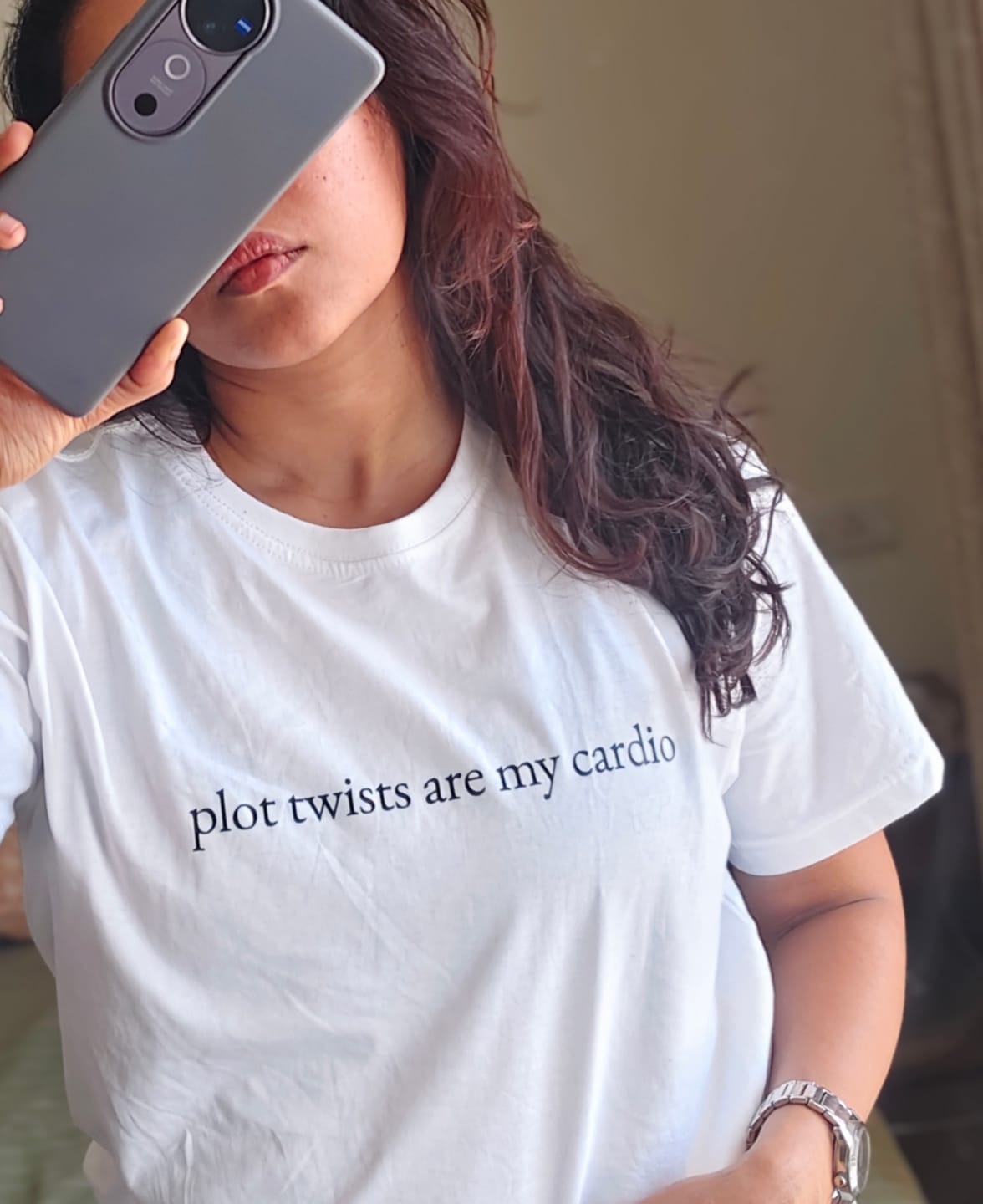 Customer photo review of Plot Twists: Funny Reader Tee