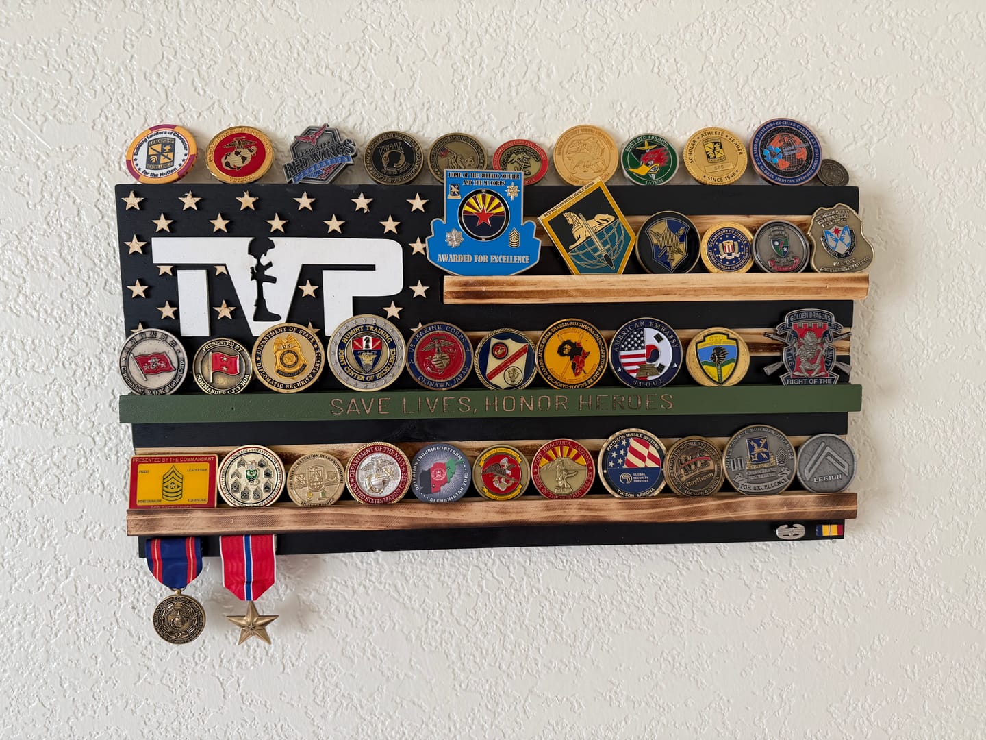 Customer photo review of T.V.P. American Flag Challenge Coin Display