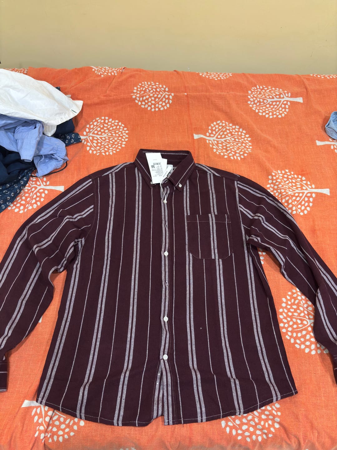 Customer photo review of Wine Structured Stripe Shirt
