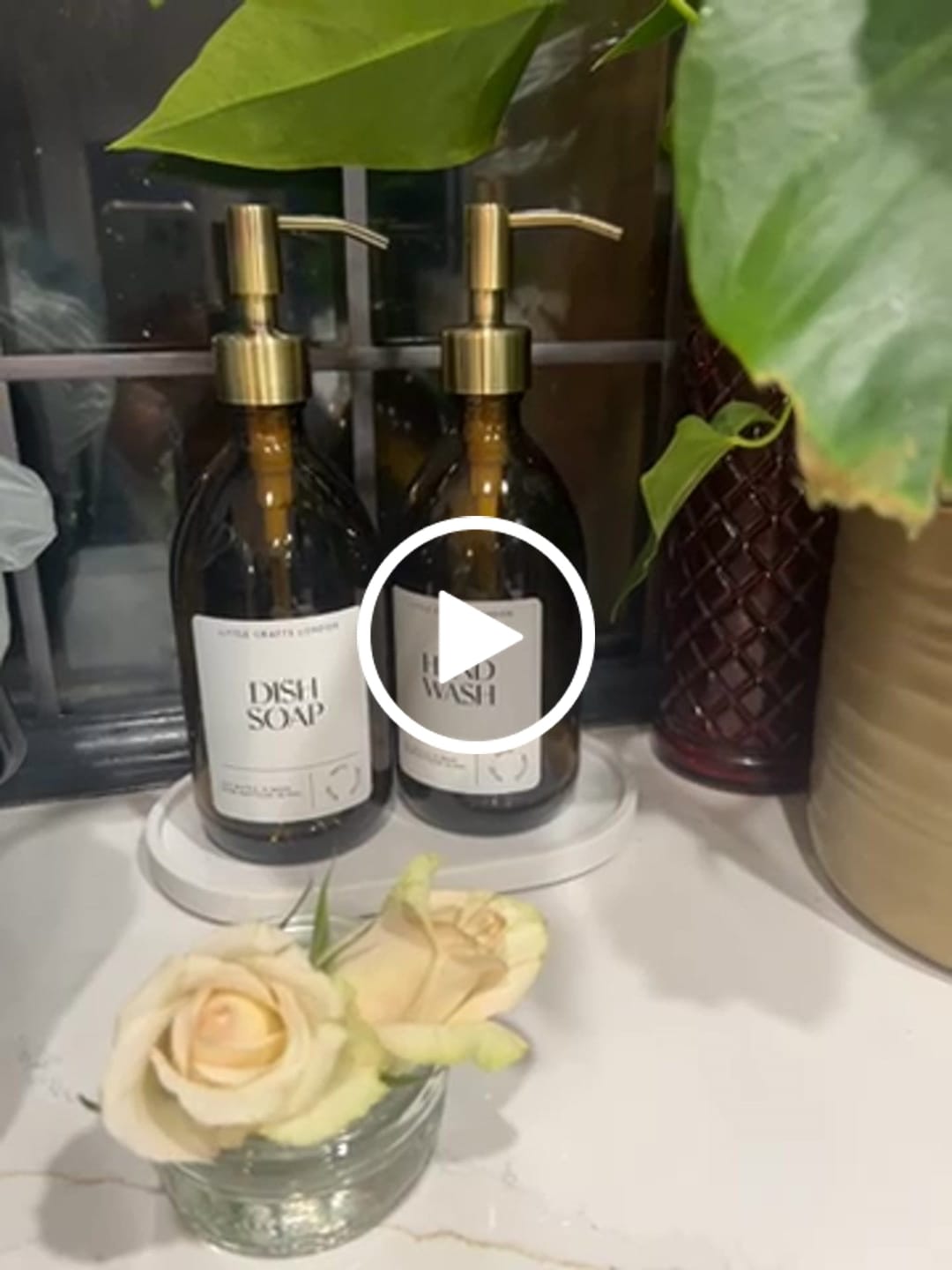 Customer video review of Set of 2 Amber Glass Bottle 500 ML with Metal Pump & Small Tray