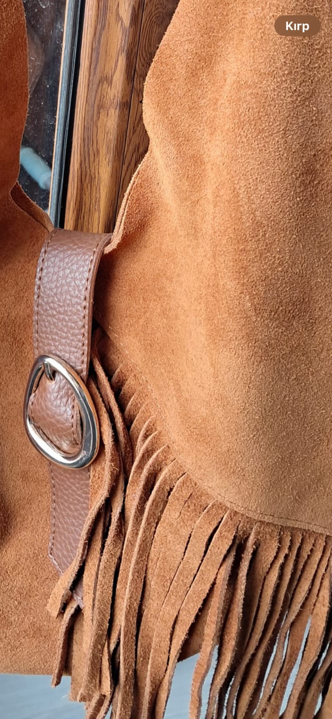 Customer photo review of Aria Fringe | Yavrulu Püsküllü Süet Çanta