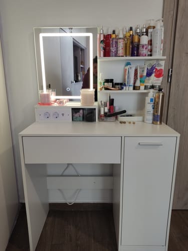 Customer photo review of Τραπέζι Μπουντουάρ Μακιγιάζ Tουαλέτας Κρεβατοκάμαρας 80εκ Καθρέφτης με Φωτισμό LED Ρυθμιζόμενο με Πρίζα και USB Θύρες RD-T138W01