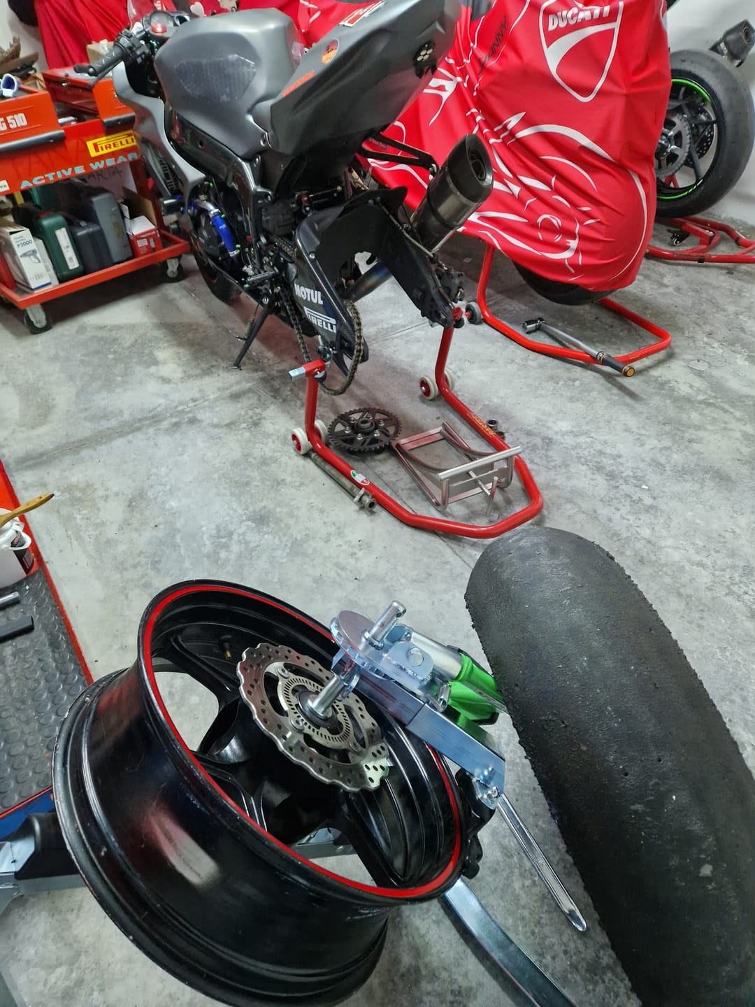 Customer photo review of Street Bike Tire Changer