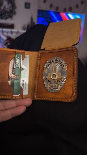Customer photo of minimalist badge wallet