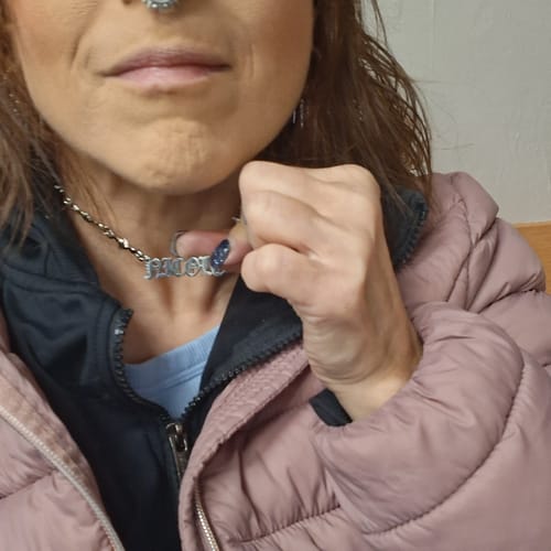 Customer photo review of Barb Wire Personalized Necklace