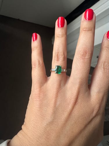 Customer photo review of Created Emerald & Diamond Ring in 9ct Yellow Gold