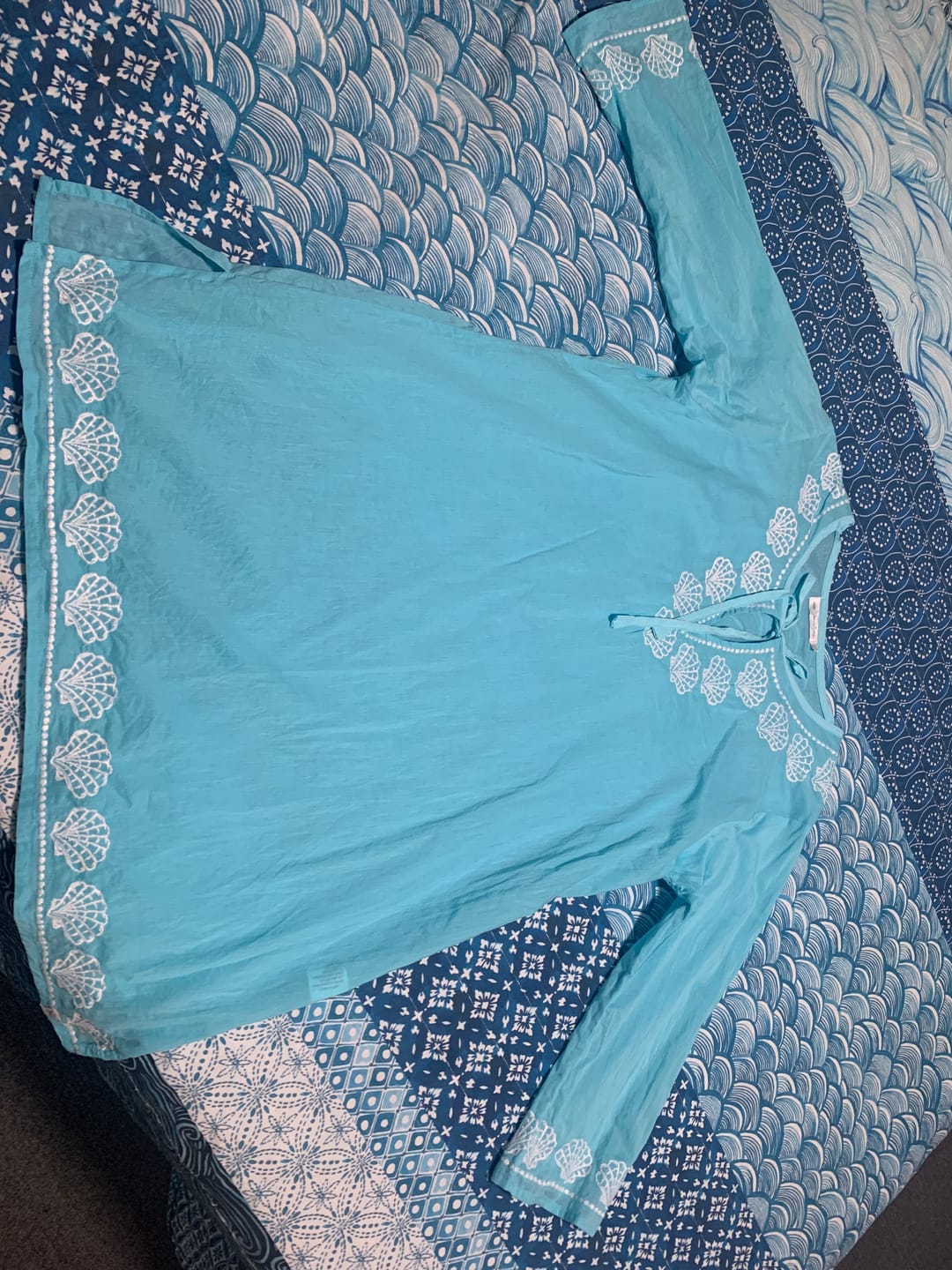Customer photo review of Shell Embroidered Cotton Beach Tunic