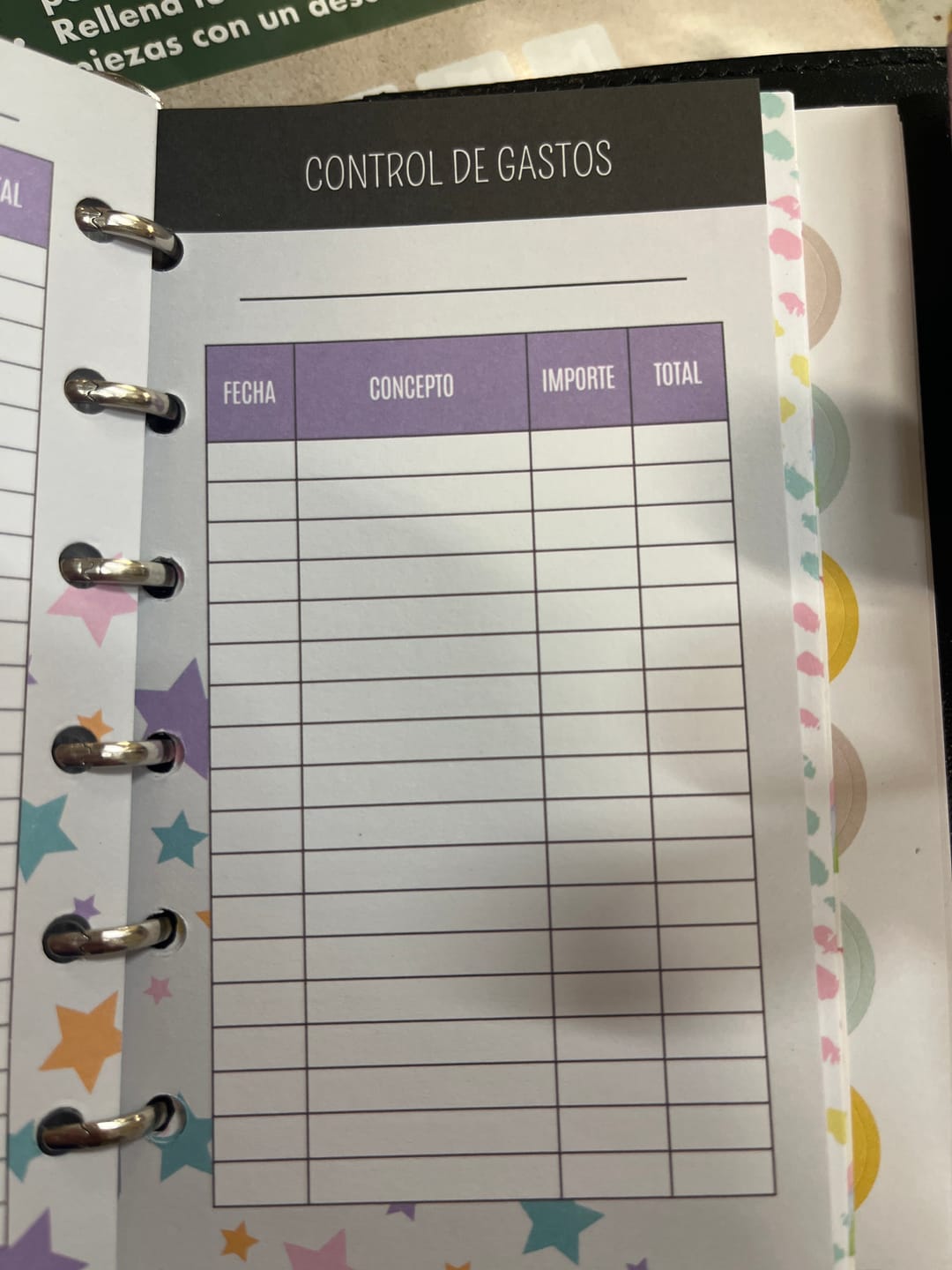 Customer photo review of 20 Hojas de Control de Gastos A6
