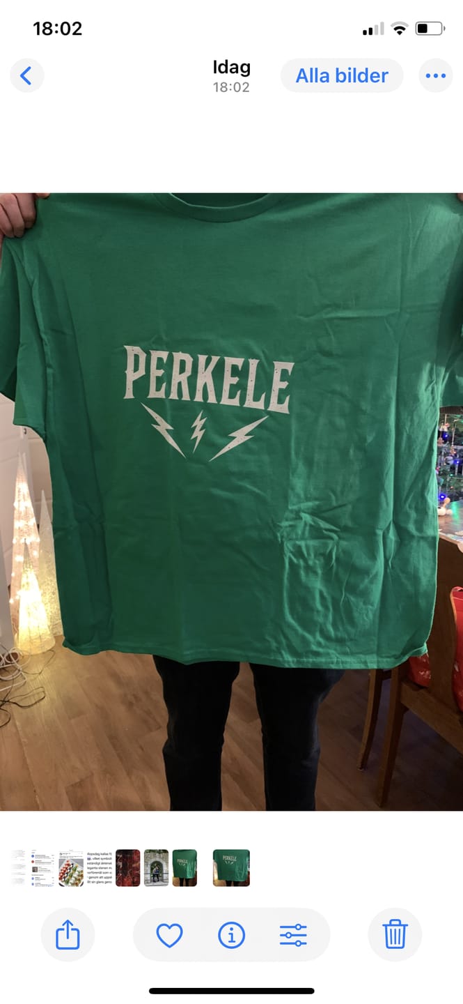 Customer photo review of PERKELE – T-shirt med blixtar