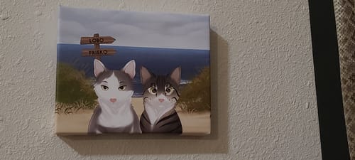 Customer photo review of Custom Cartoon Art Wrapped Pet Canvas