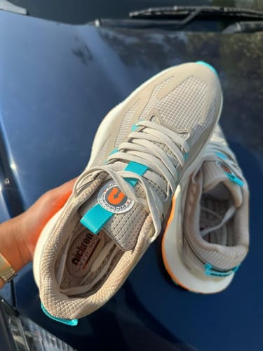 Customer photo review of Drifter Beige Aqua Running High Heel Sneakers