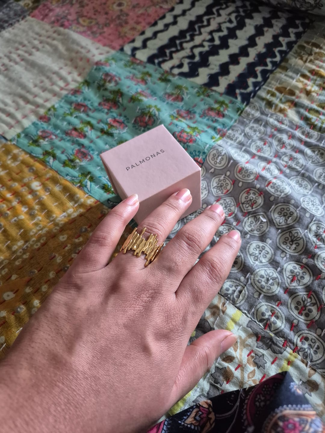 Customer photo review of Golden Drip Texture Ring