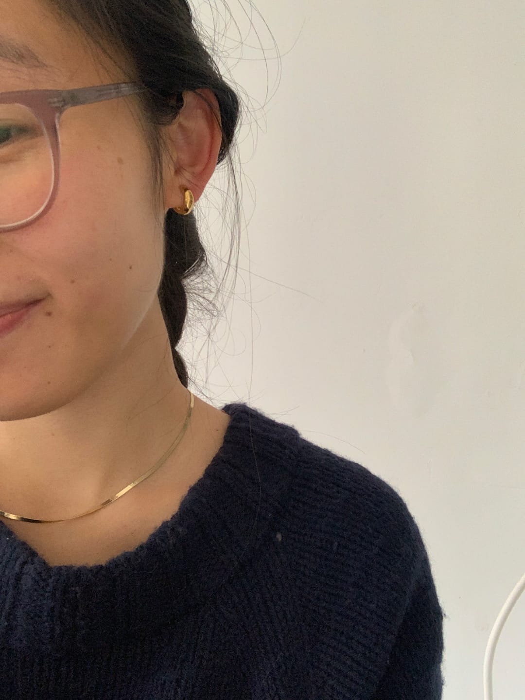Customer photo review of Simple Huggie Clip On Earrings in Gold