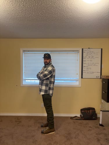 Customer photo review of HD-57 Flex Flannel White/ Charcoal