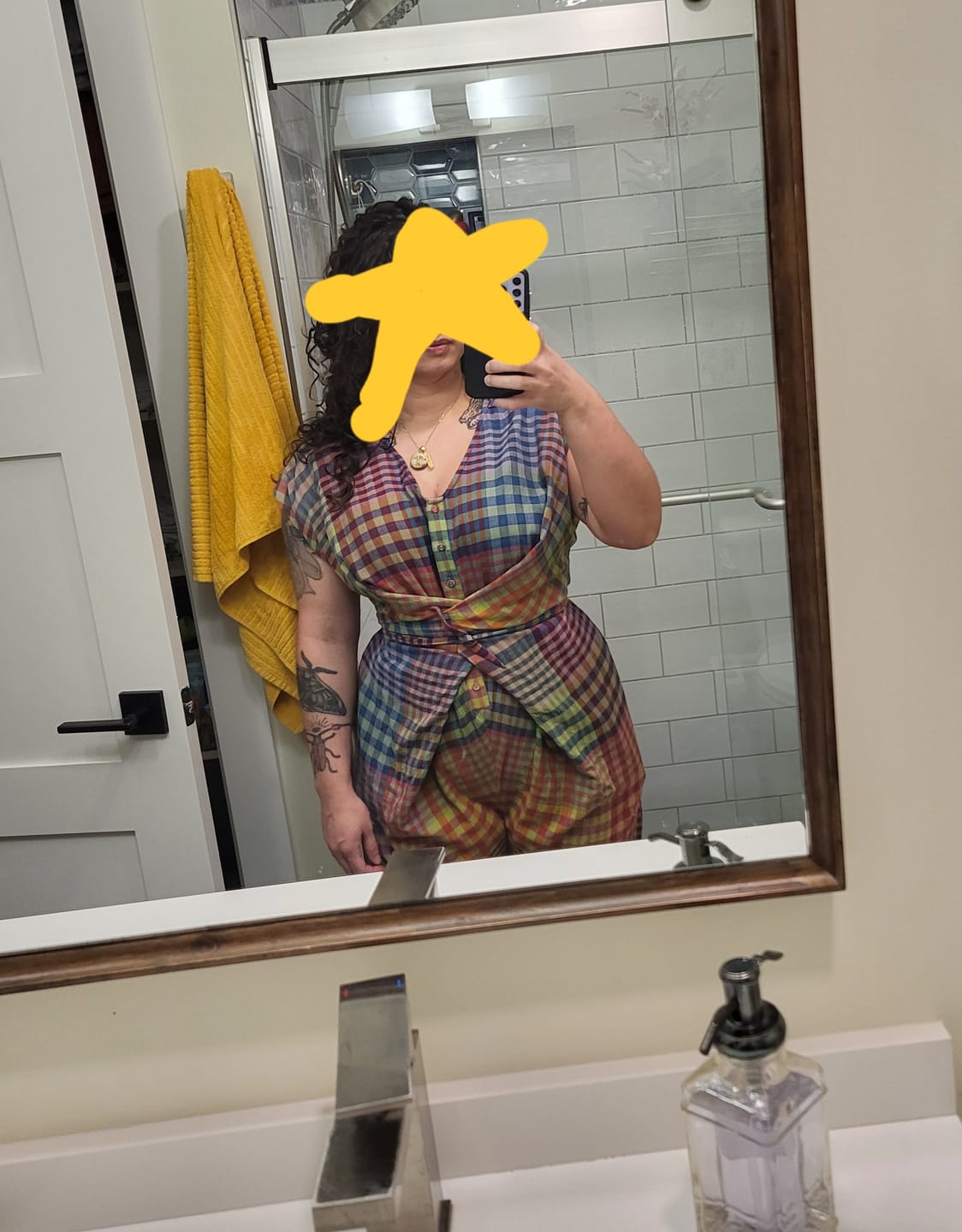 Customer photo review of VENUS WRAP JUMPER | POSTCARD CHEX