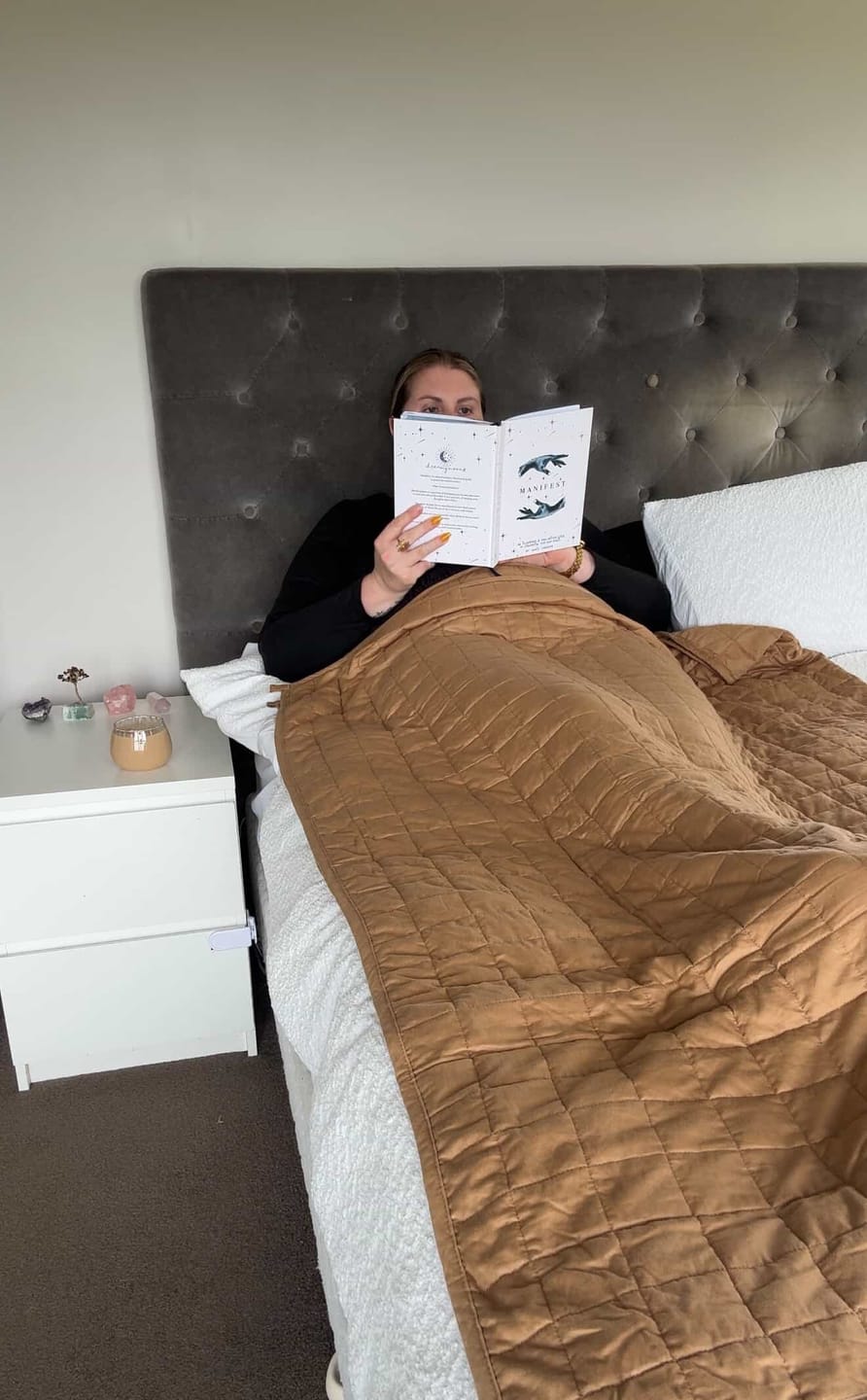 Customer photo review of The Oliviada Weighted Blanket: Recovery starts now.