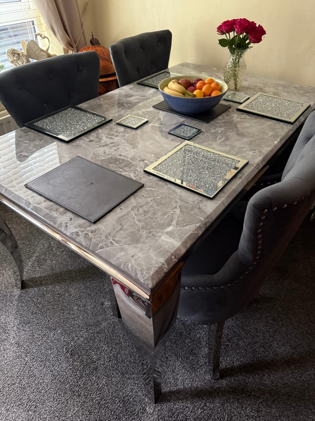 Customer photo review of Vienna Marble Dining Table With Chelsea Ring Knocker Chairs