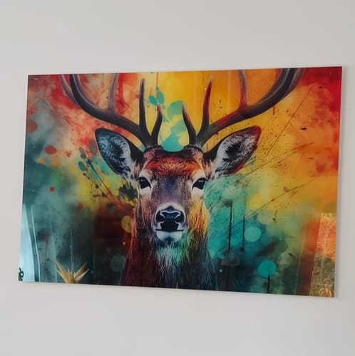 Customer photo review of Acrylglasbild | Farbenfrohes Hirschporträt | Querformat