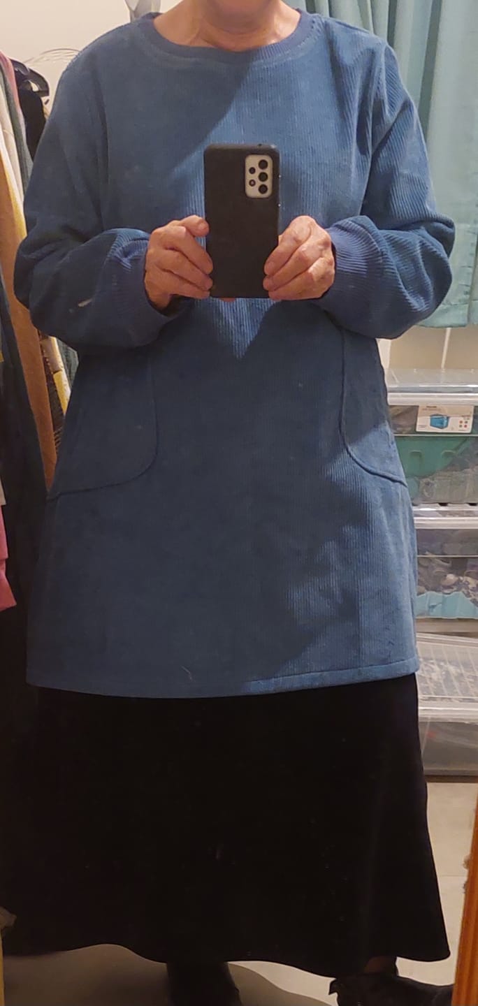 Customer photo review of Plus Size Women Solid Color Fleece-lined Corduroy Dress