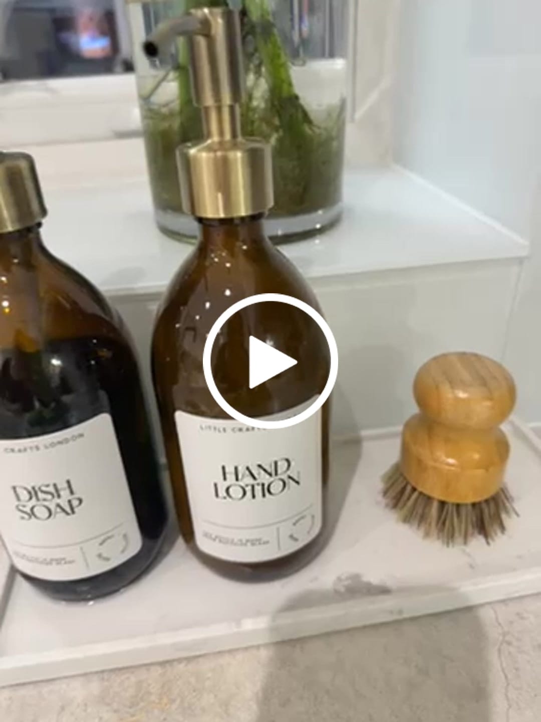 Customer video review of Set of 2 Amber Glass Bottles 500 ML Long tray & Dish Brush