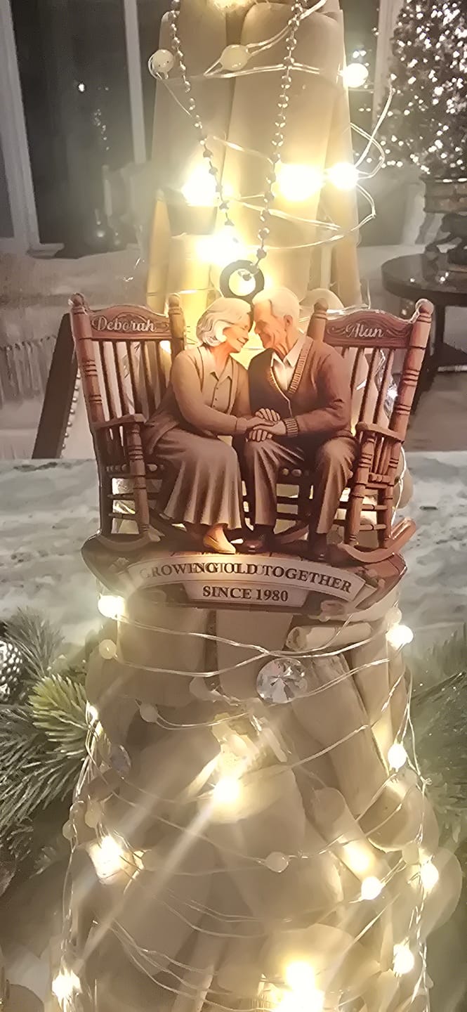 Customer photo review of Old Couple Sitting On Rocking Chairs Together Personalized Christmas Acrylic Ornament