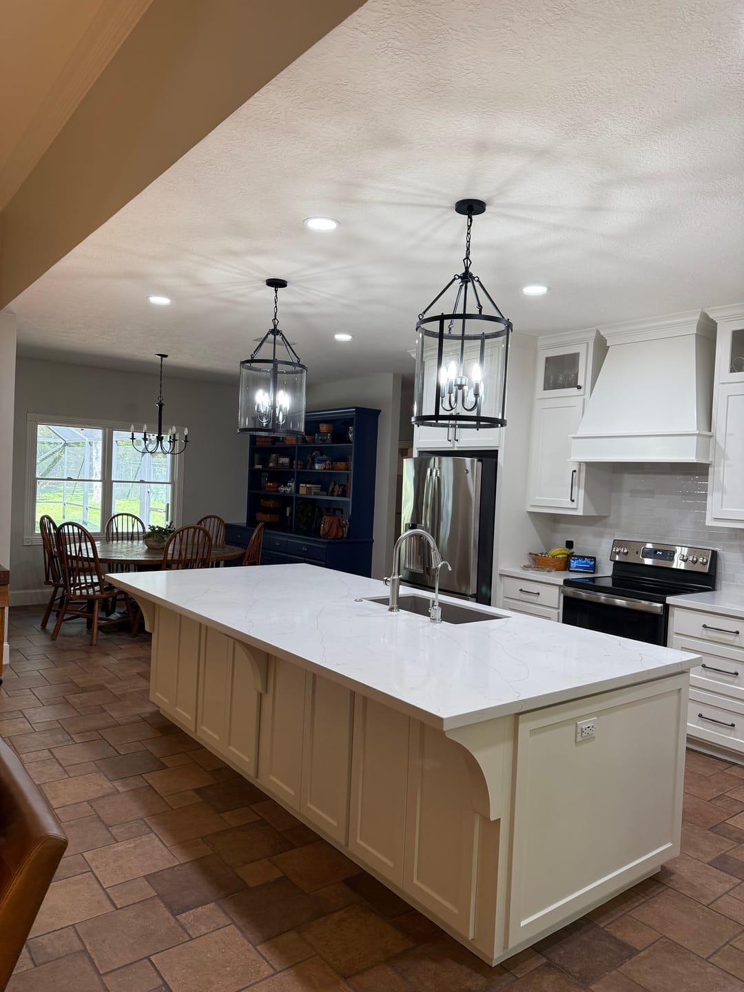 Customer photo review of Manor Cylinder Glass Lantern Pendant Light