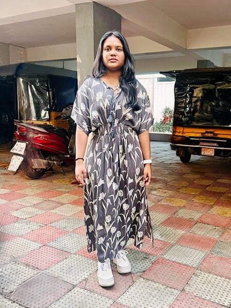 Customer photo review of Elara Maxi Dress