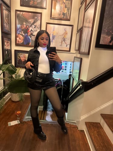 Customer photo review of Into The Day Faux Leather Jacket