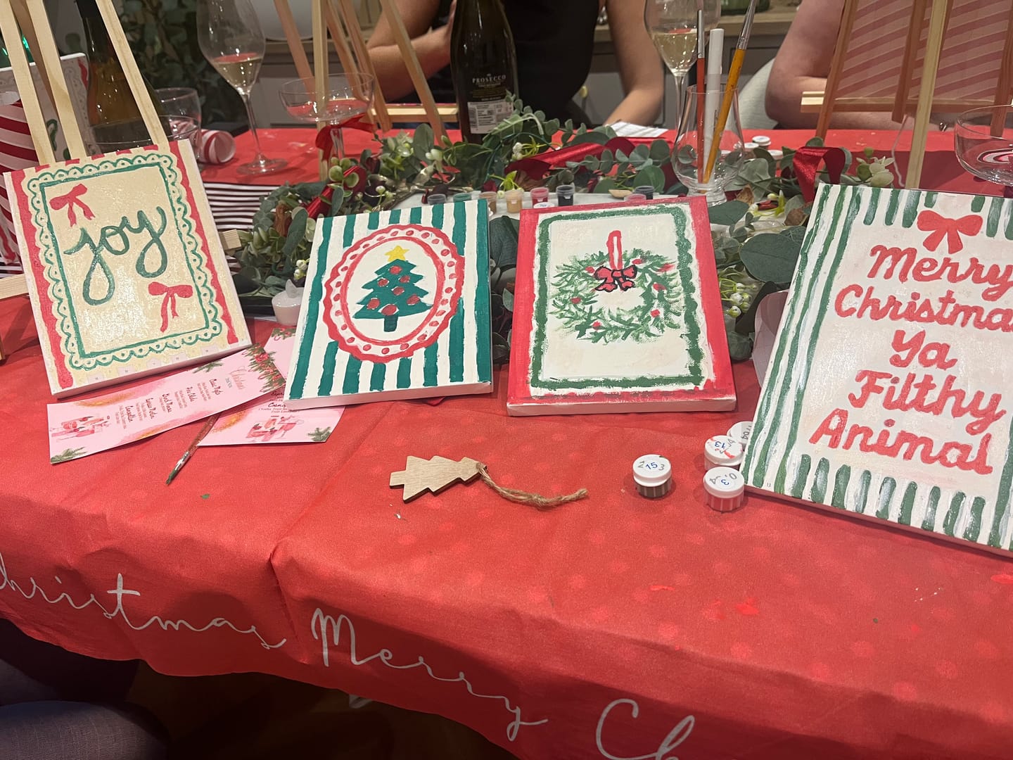 Customer photo review of 6 Mini Paintings - Christmas Stripes Set