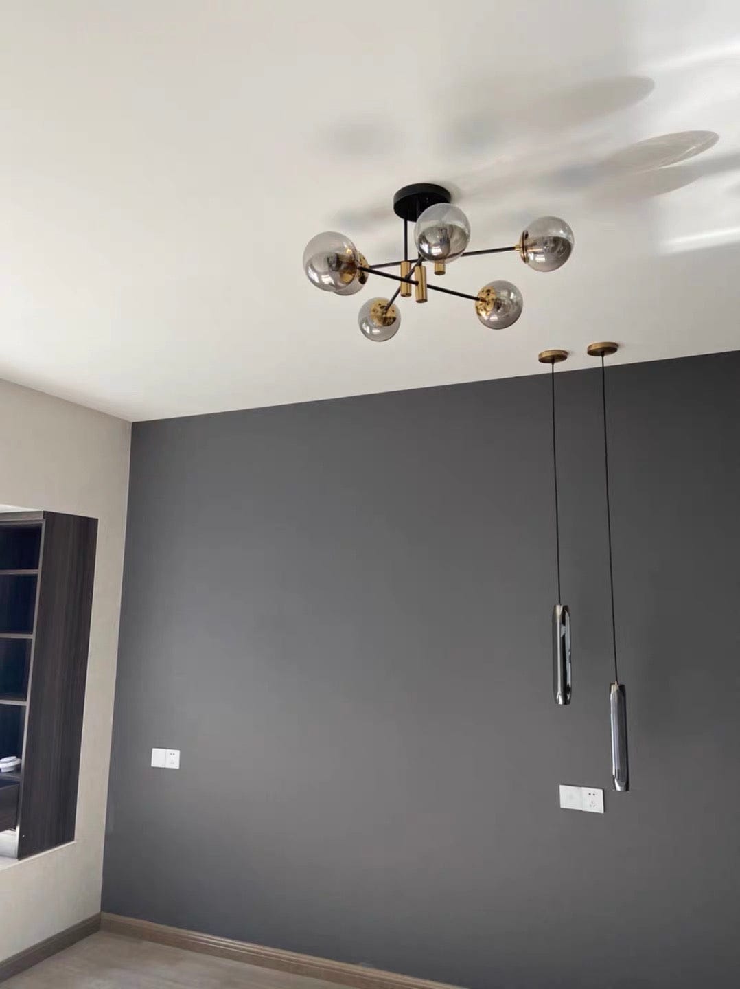 Customer photo review of 6-Light Glass Bubble Sputnik Semi Flush Chandelier
