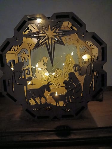 Customer photo review of Laser cut Nativity ornaments candle holder svg file