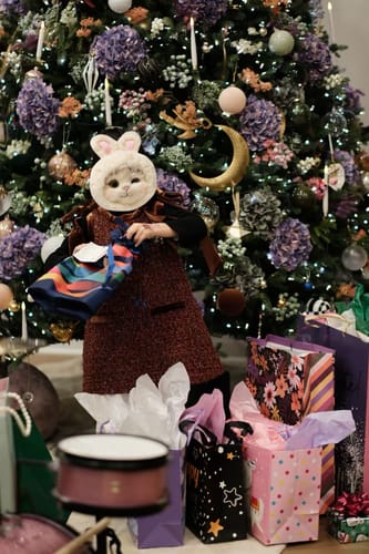 Customer photo review of Girls Tweed Jacket – Burgundy Velvet Pearl