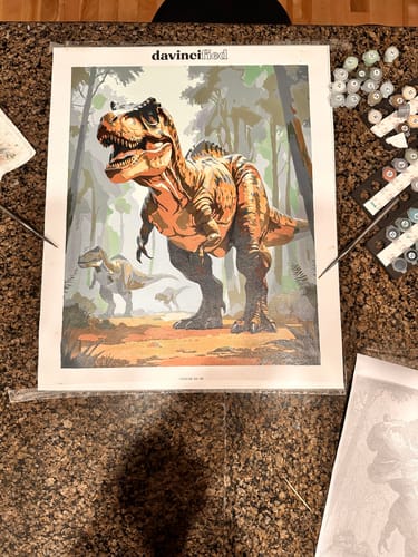 Customer photo review of Tyrannosaurus Rex Forest Scene - Paint by Numbers Kit