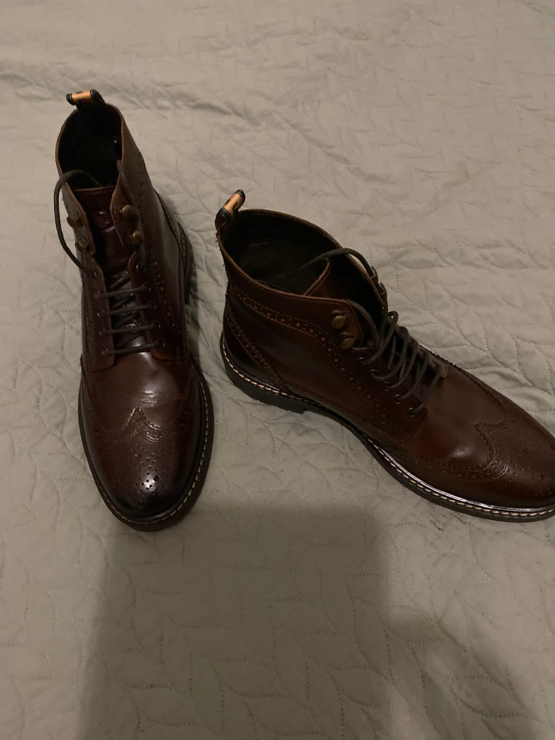 Customer photo review of Dealer Burnished Brogue Boots Brown