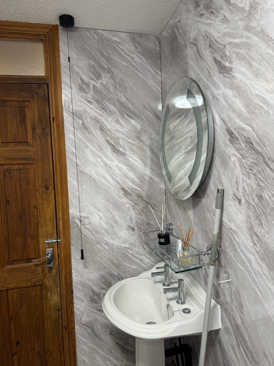 Customer photo review of Premium Grey Stone Marble Gloss Shower Wall Panel - 1M x 2.4M