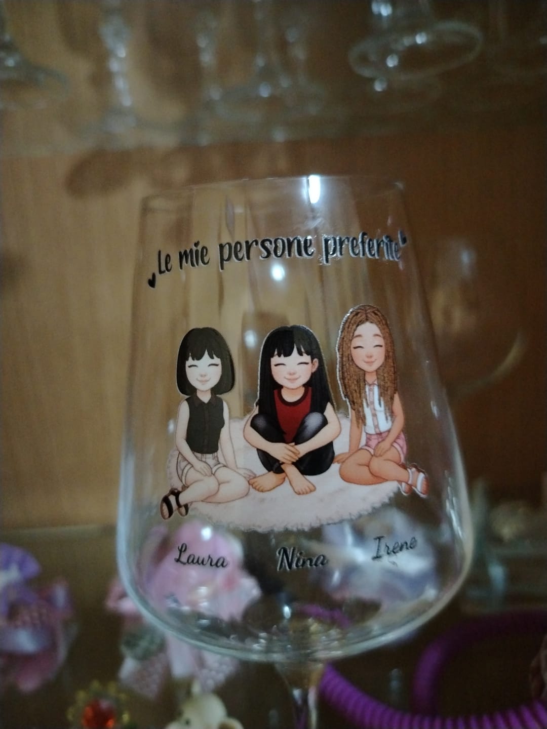 Customer photo review of Cin Cin! - Bicchiere da vino personalizzato per migliori amiche