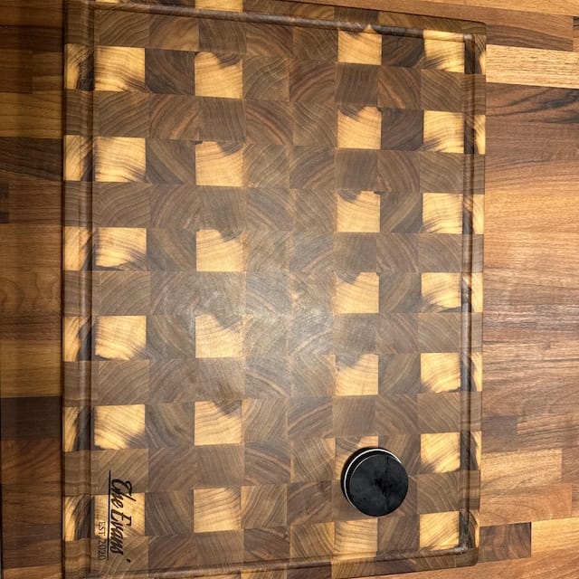 Customer photo review of Personalized Double-sided Walnut  End Grain Cutting Board