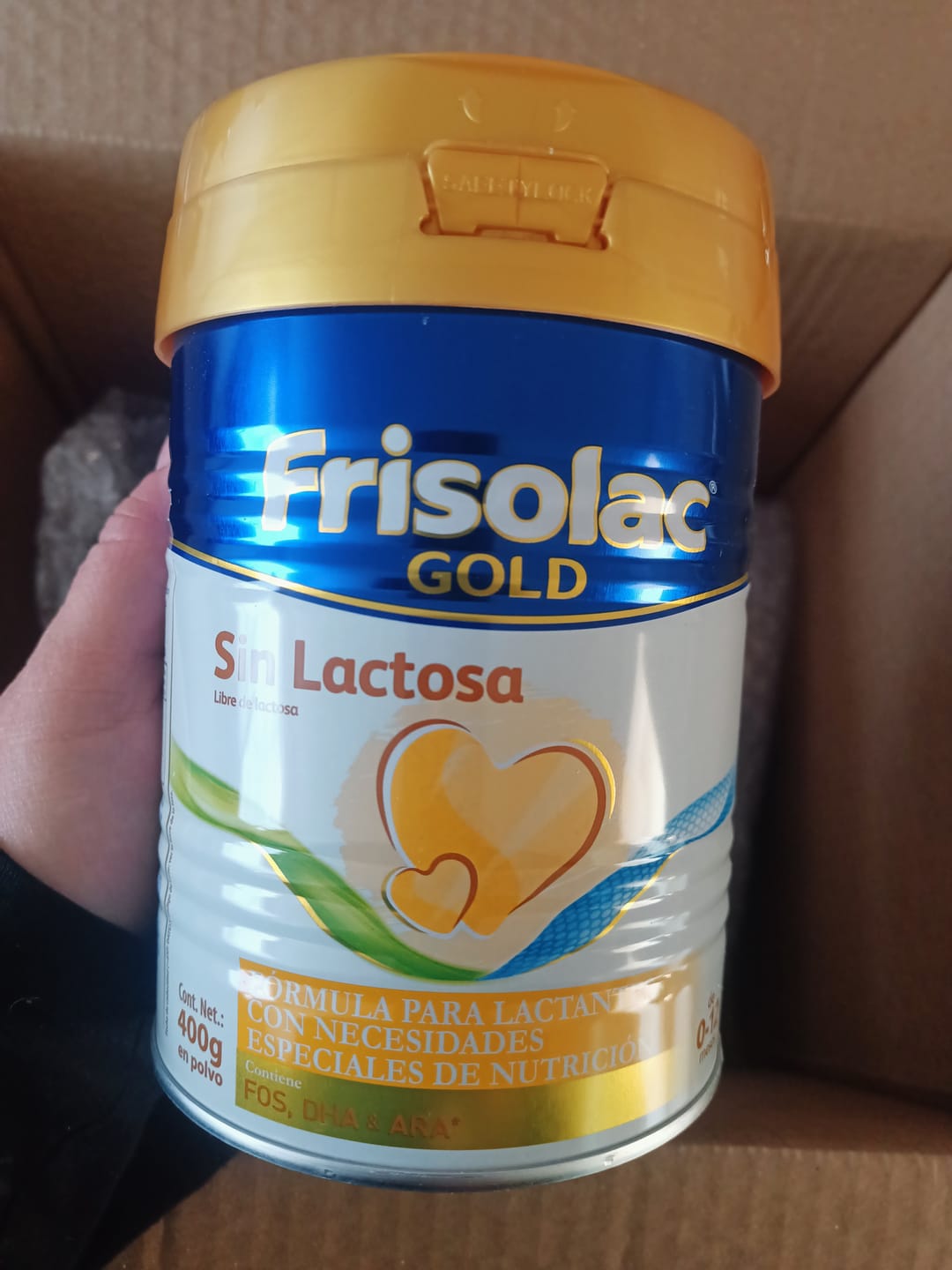 Customer photo review of Frisolac Gold Sin Lactosa (0 A 12 Meses) Pack C/ 800 Gr
