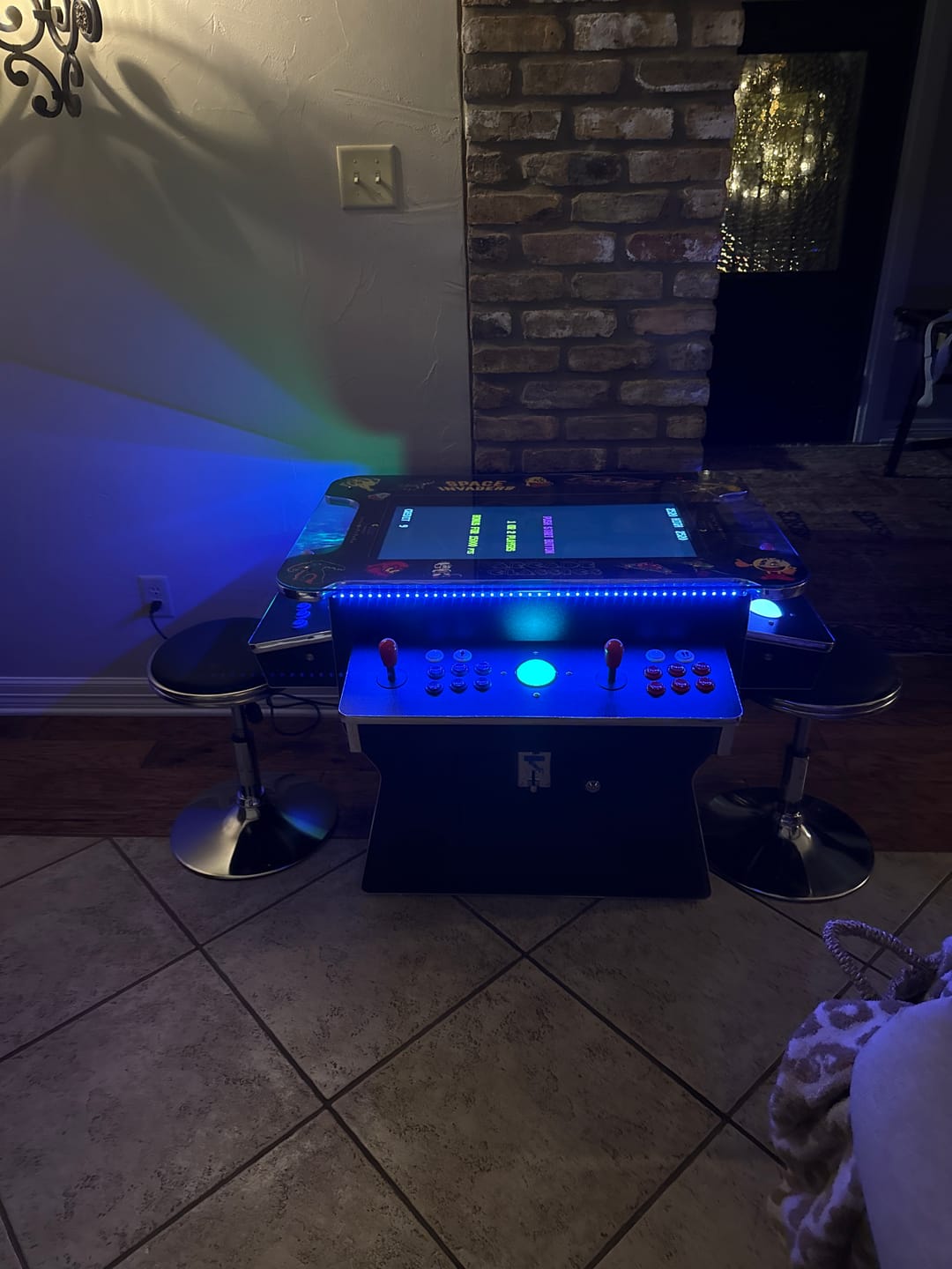 Customer photo review of Cocktail Arcade Machine 4600 Games  Tilt Up Black Lift Up Retro Multi-cade Table