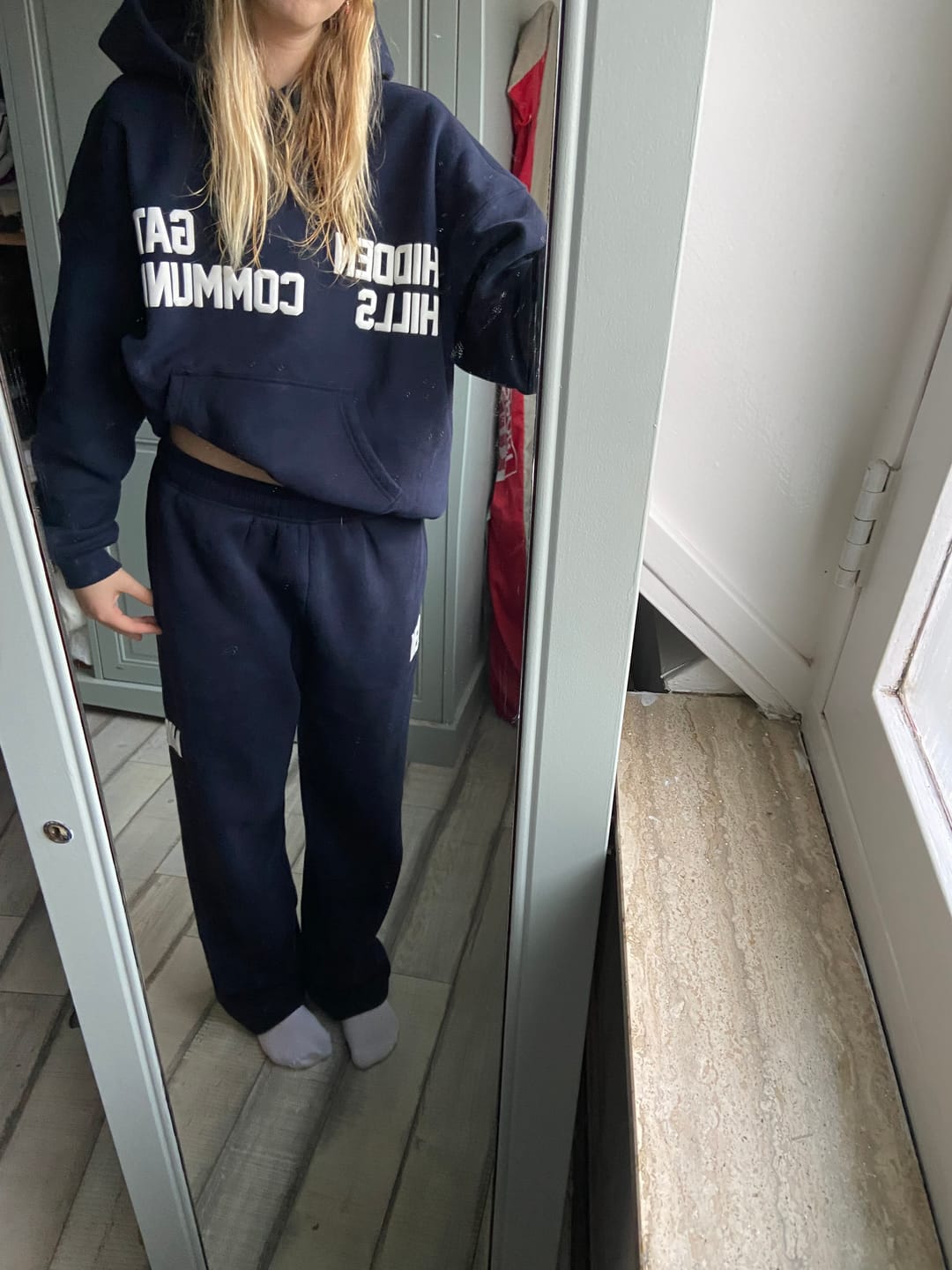 Customer photo review of GATED COMMUNITY STRAIGHT LEG SWEATPANTS NAVY