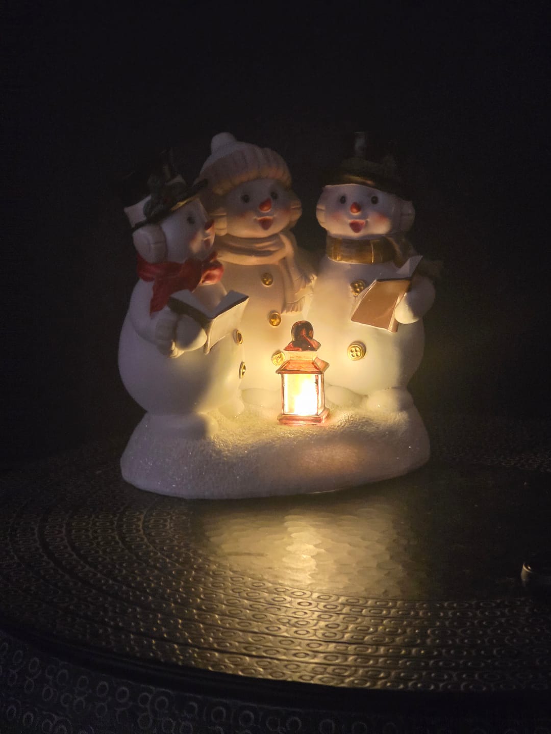 Customer photo review of Aynsley Trio of Snowman Carol Singers LED Figurine