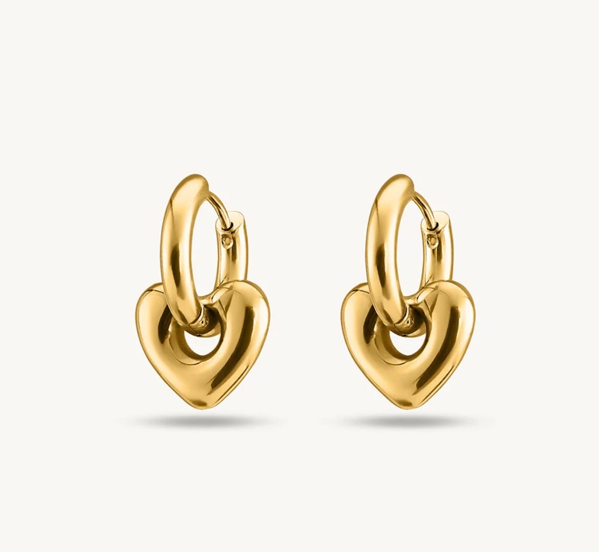 Customer photo review of Gold Heart Hoop Earrings