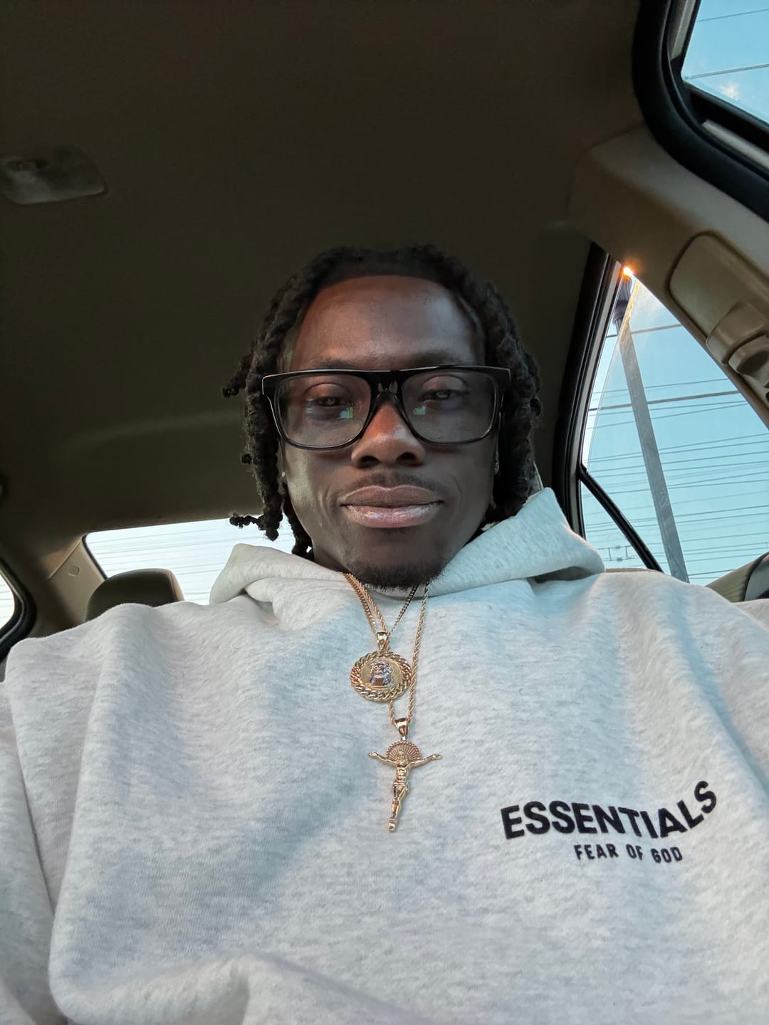 Customer photo review of Fear of God Essentials Hoodie 'Light Oatmeal'